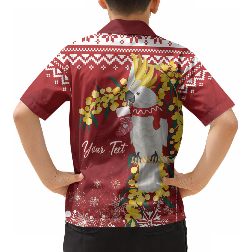 Australia Sulphur-crested Cockatoo Christmas Personalised Kid Hawaiian Shirt Aussie Golden Wattle Merry Xmas LT22
