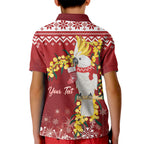 Australia Sulphur-crested Cockatoo Christmas Personalised Kid Polo Shirt Aussie Golden Wattle Merry Xmas