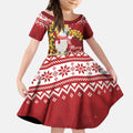 Australia Sulphur-crested Cockatoo Christmas Personalised Kid Short Sleeve Dress Aussie Golden Wattle Merry Xmas