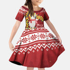 Australia Sulphur-crested Cockatoo Christmas Personalised Kid Short Sleeve Dress Aussie Golden Wattle Merry Xmas