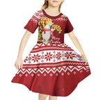 Australia Sulphur-crested Cockatoo Christmas Personalised Kid Short Sleeve Dress Aussie Golden Wattle Merry Xmas