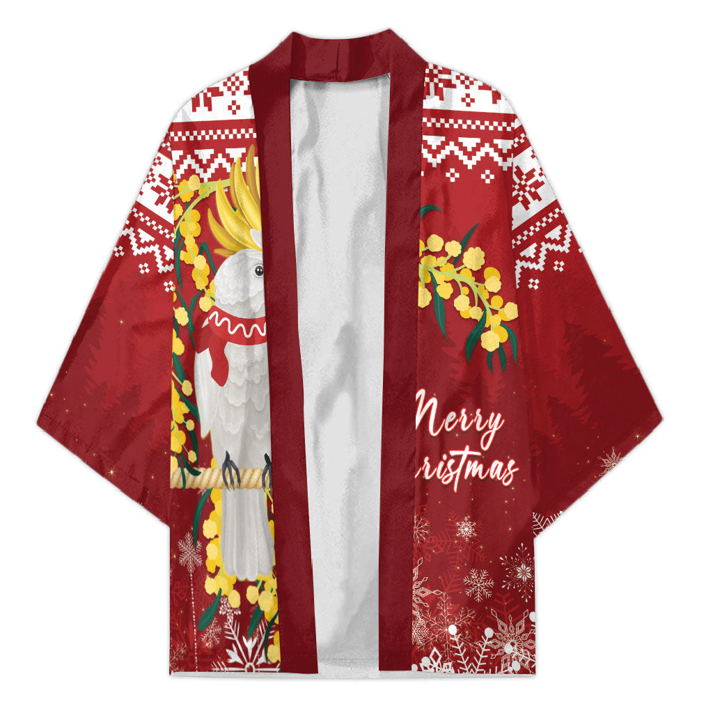 Australia Sulphur-crested Cockatoo Christmas Personalised Kimono Aussie Golden Wattle Merry Xmas