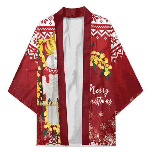 Australia Sulphur-crested Cockatoo Christmas Personalised Kimono Aussie Golden Wattle Merry Xmas