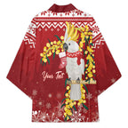 Australia Sulphur-crested Cockatoo Christmas Personalised Kimono Aussie Golden Wattle Merry Xmas