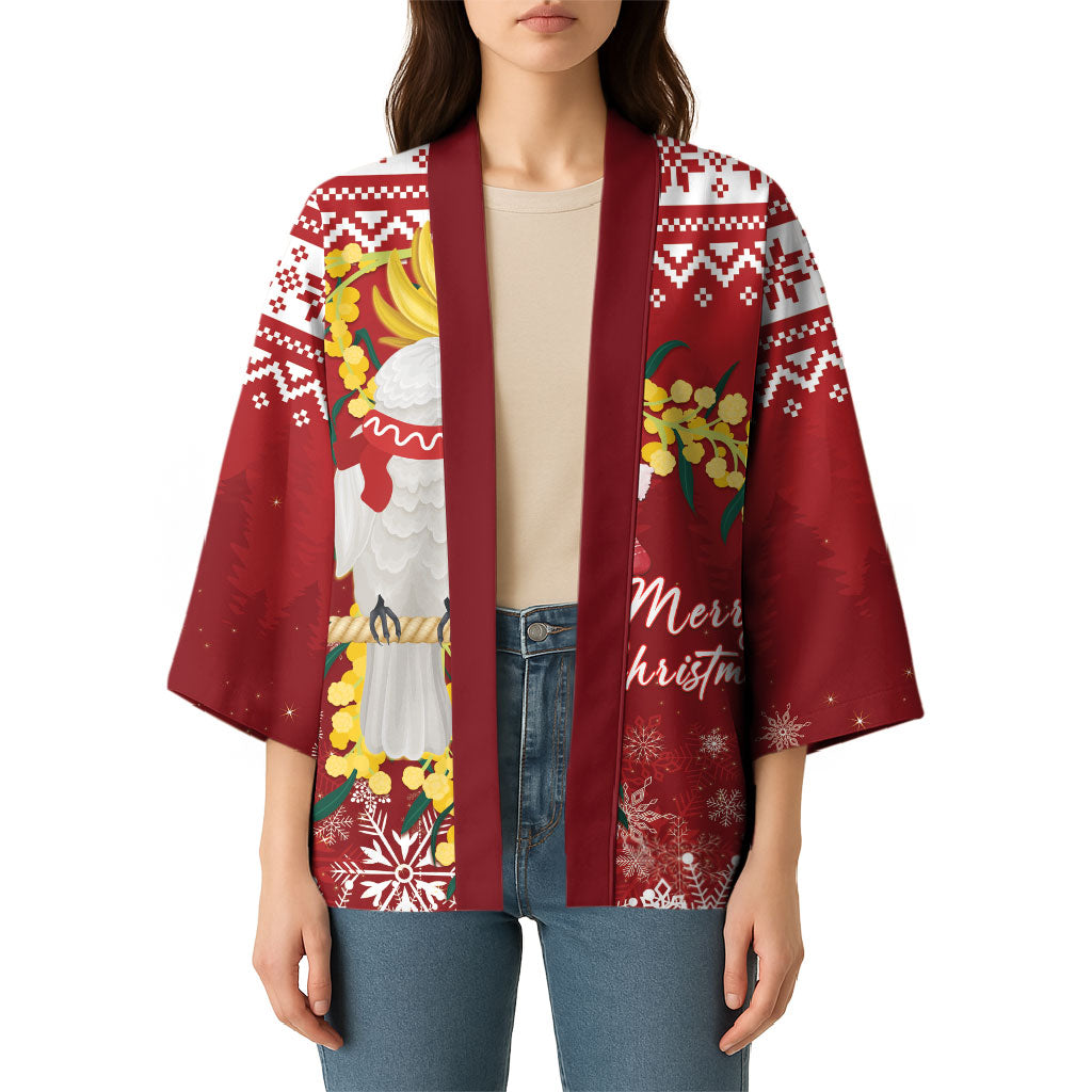 Australia Sulphur-crested Cockatoo Christmas Personalised Kimono Aussie Golden Wattle Merry Xmas