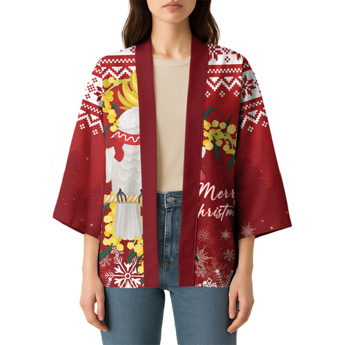 Australia Sulphur-crested Cockatoo Christmas Personalised Kimono Aussie Golden Wattle Merry Xmas