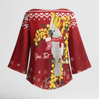 Australia Sulphur-crested Cockatoo Christmas Personalised Kimono Sleeve Blouse Aussie Golden Wattle Merry Xmas