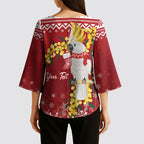 Australia Sulphur-crested Cockatoo Christmas Personalised Kimono Sleeve Blouse Aussie Golden Wattle Merry Xmas
