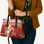 Australia Sulphur-crested Cockatoo Christmas Leather Bag Aussie Golden Wattle Merry Xmas