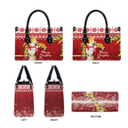 Australia Sulphur-crested Cockatoo Christmas Leather Bag Aussie Golden Wattle Merry Xmas