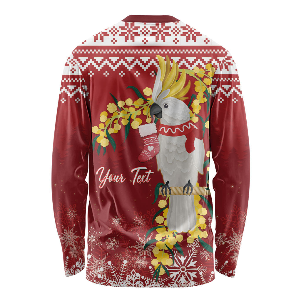 Australia Sulphur-crested Cockatoo Christmas Personalised Long Sleeve Shirt Aussie Golden Wattle Merry Xmas