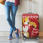 Australia Sulphur-crested Cockatoo Christmas Luggage Cover Aussie Golden Wattle Merry Xmas