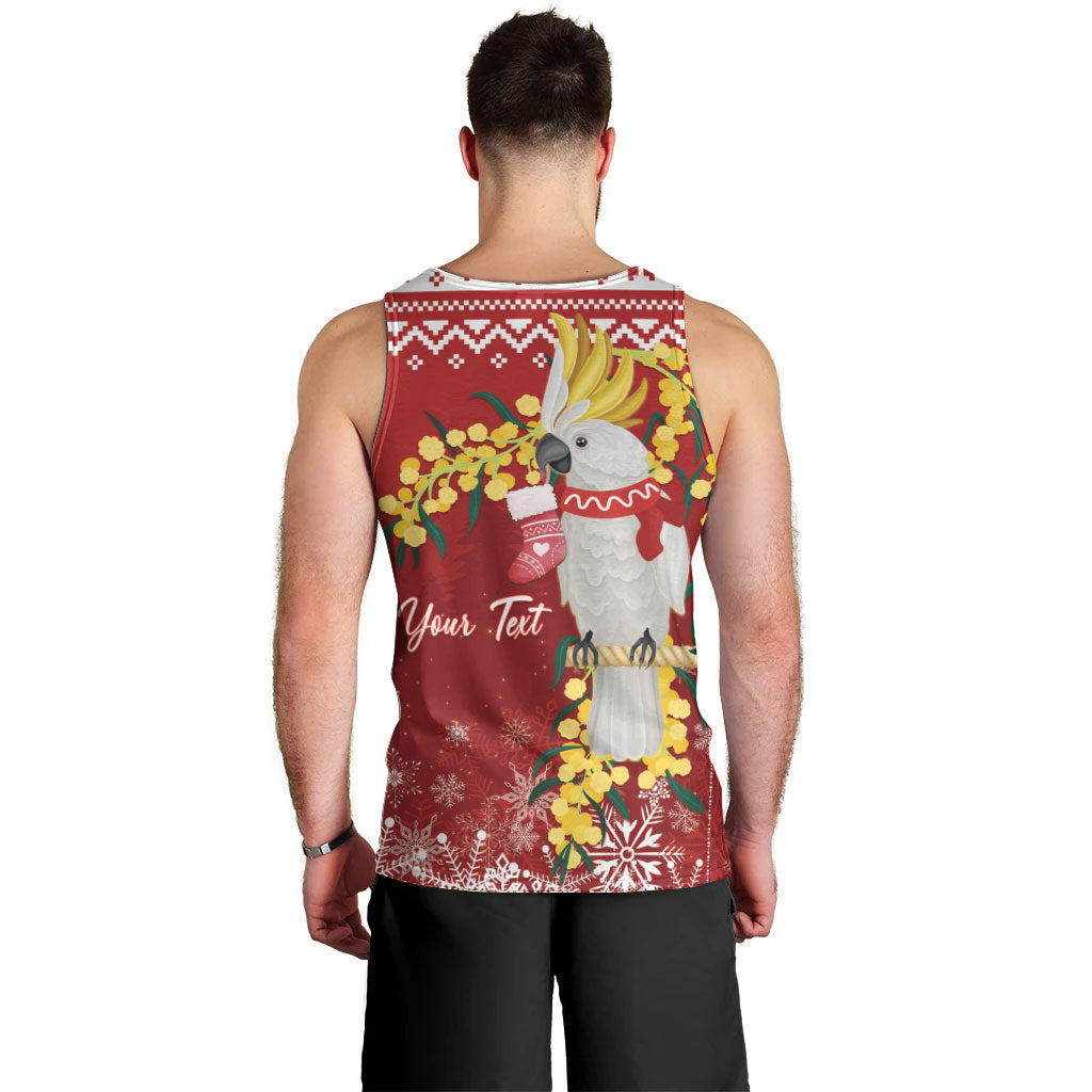 Australia Sulphur-crested Cockatoo Christmas Personalised Men Tank Top Aussie Golden Wattle Merry Xmas