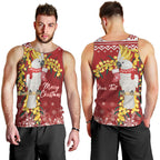 Australia Sulphur-crested Cockatoo Christmas Personalised Men Tank Top Aussie Golden Wattle Merry Xmas