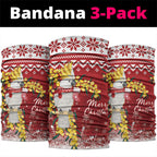 Australia Sulphur-crested Cockatoo Christmas Neck Gaiter Aussie Golden Wattle Merry Xmas