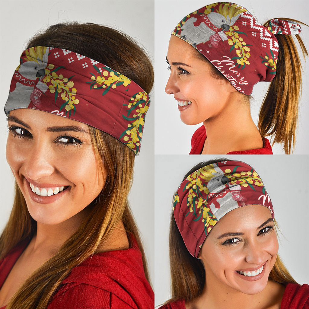 Australia Sulphur-crested Cockatoo Christmas Neck Gaiter Aussie Golden Wattle Merry Xmas