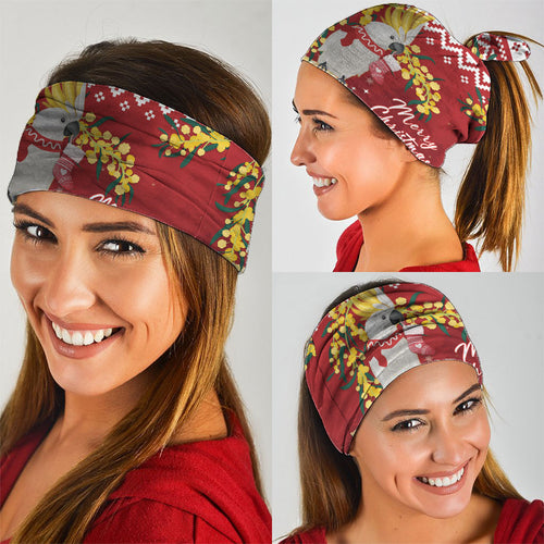 Australia Sulphur-crested Cockatoo Christmas Neck Gaiter Aussie Golden Wattle Merry Xmas