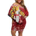 Australia Sulphur-crested Cockatoo Christmas Personalised Off Shoulder Short Dress Aussie Golden Wattle Merry Xmas