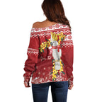 Australia Sulphur-crested Cockatoo Christmas Personalised Off Shoulder Sweater Aussie Golden Wattle Merry Xmas