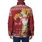 Australia Sulphur-crested Cockatoo Christmas Personalised Padded Jacket Aussie Golden Wattle Merry Xmas