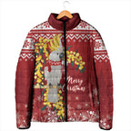 Australia Sulphur-crested Cockatoo Christmas Personalised Padded Jacket Aussie Golden Wattle Merry Xmas