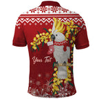 Australia Sulphur-crested Cockatoo Christmas Personalised Polo Shirt Aussie Golden Wattle Merry Xmas