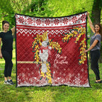 Australia Sulphur-crested Cockatoo Christmas Quilt Aussie Golden Wattle Merry Xmas