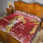 Australia Sulphur-crested Cockatoo Christmas Quilt Aussie Golden Wattle Merry Xmas
