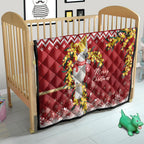 Australia Sulphur-crested Cockatoo Christmas Quilt Aussie Golden Wattle Merry Xmas