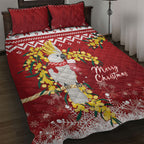 Australia Sulphur-crested Cockatoo Christmas Quilt Bed Set Aussie Golden Wattle Merry Xmas