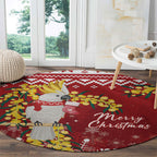Australia Sulphur-crested Cockatoo Christmas Round Carpet Aussie Golden Wattle Merry Xmas