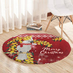 Australia Sulphur-crested Cockatoo Christmas Round Carpet Aussie Golden Wattle Merry Xmas