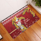 Australia Sulphur-crested Cockatoo Christmas Rubber Doormat Aussie Golden Wattle Merry Xmas