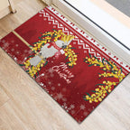 Australia Sulphur-crested Cockatoo Christmas Rubber Doormat Aussie Golden Wattle Merry Xmas