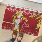 Australia Sulphur-crested Cockatoo Christmas Rubber Doormat Aussie Golden Wattle Merry Xmas