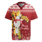 Australia Sulphur-crested Cockatoo Christmas Personalised Rugby Jersey Aussie Golden Wattle Merry Xmas
