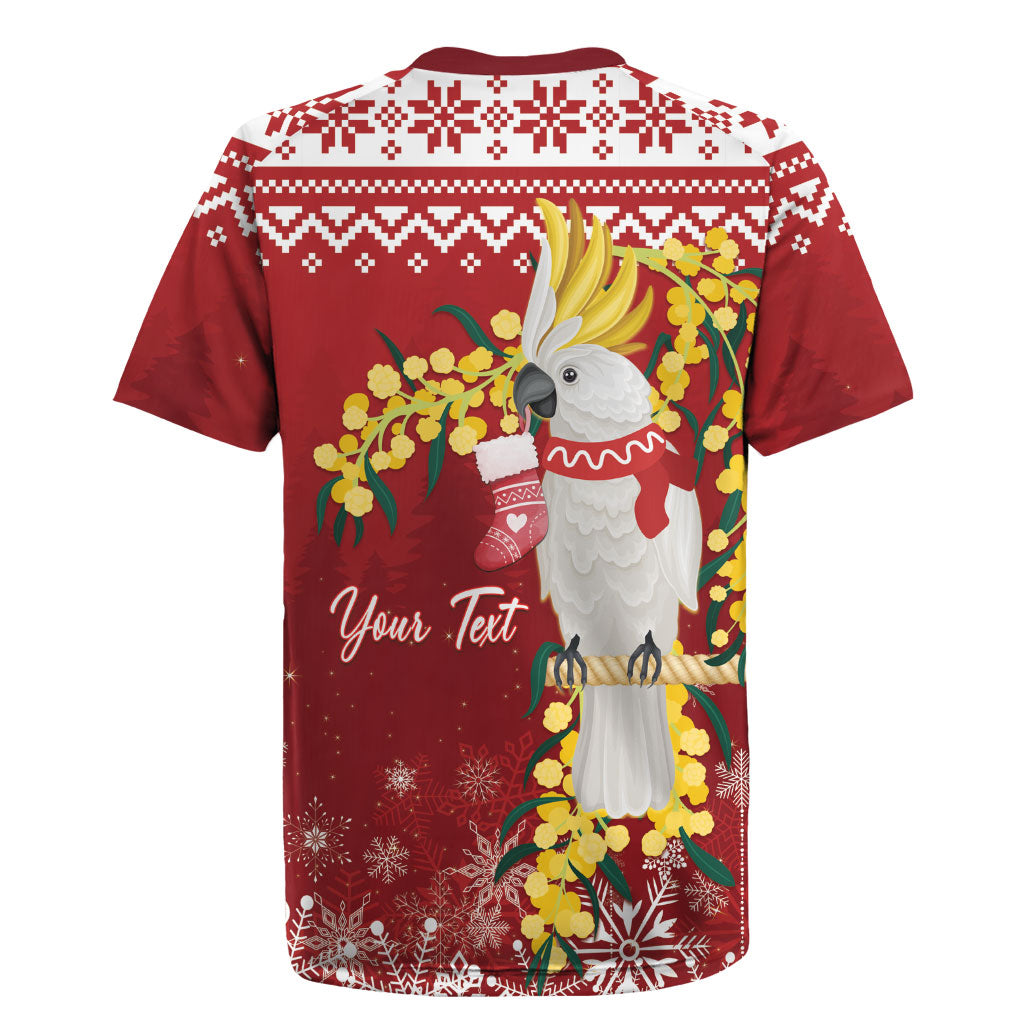 Australia Sulphur-crested Cockatoo Christmas Personalised Rugby Jersey Aussie Golden Wattle Merry Xmas