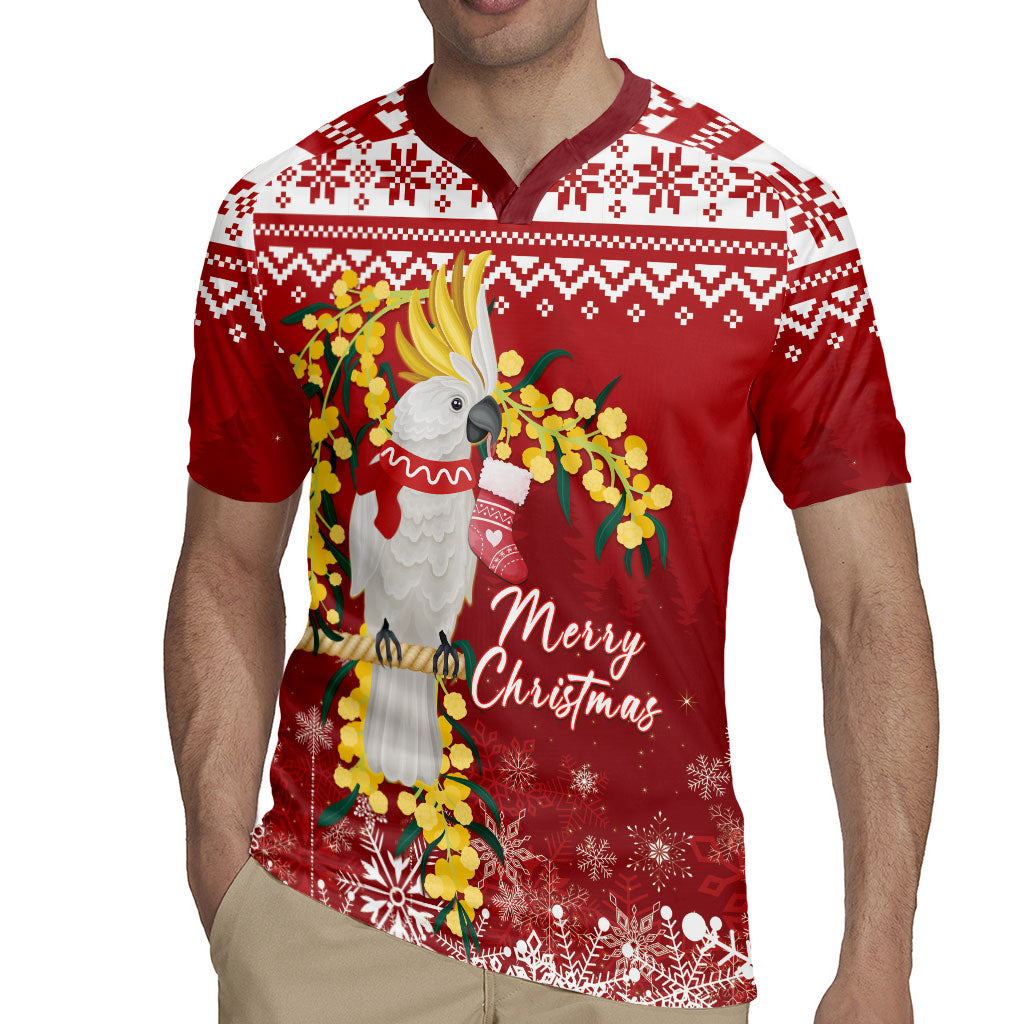 Australia Sulphur-crested Cockatoo Christmas Personalised Rugby Jersey Aussie Golden Wattle Merry Xmas