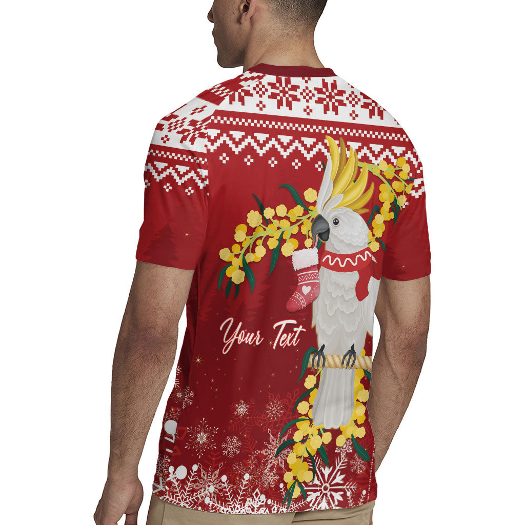 Australia Sulphur-crested Cockatoo Christmas Personalised Rugby Jersey Aussie Golden Wattle Merry Xmas