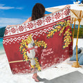 Australia Sulphur-crested Cockatoo Christmas Sarong Aussie Golden Wattle Merry Xmas