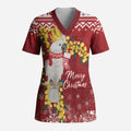 Australia Sulphur-crested Cockatoo Christmas Personalised Scrub Top Aussie Golden Wattle Merry Xmas