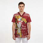 Australia Sulphur-crested Cockatoo Christmas Personalised Scrub Top Aussie Golden Wattle Merry Xmas