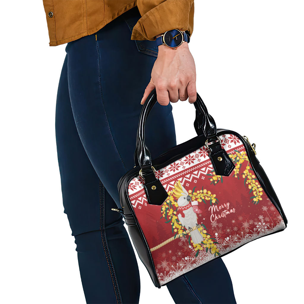 Australia Sulphur-crested Cockatoo Christmas Shoulder Handbag Aussie Golden Wattle Merry Xmas