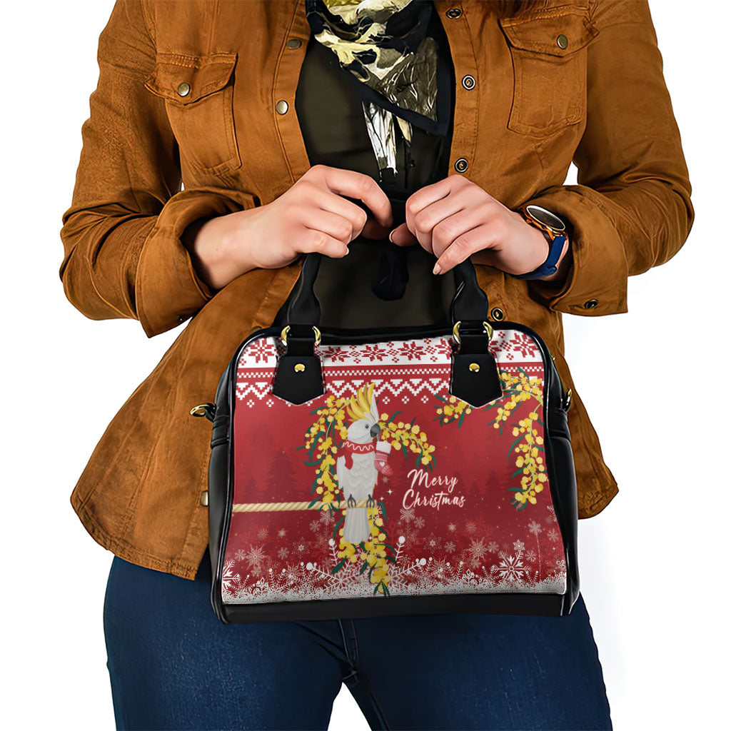 Australia Sulphur-crested Cockatoo Christmas Shoulder Handbag Aussie Golden Wattle Merry Xmas