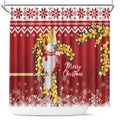 Australia Sulphur-crested Cockatoo Christmas Shower Curtain Aussie Golden Wattle Merry Xmas