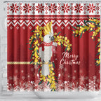 Australia Sulphur-crested Cockatoo Christmas Shower Curtain Aussie Golden Wattle Merry Xmas