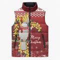 Australia Sulphur-crested Cockatoo Christmas Personalised Sleeveless Puffer Jacket Aussie Golden Wattle Merry Xmas