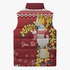 Australia Sulphur-crested Cockatoo Christmas Personalised Sleeveless Puffer Jacket Aussie Golden Wattle Merry Xmas