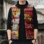 Australia Sulphur-crested Cockatoo Christmas Personalised Sleeveless Puffer Jacket Aussie Golden Wattle Merry Xmas