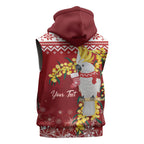Australia Sulphur-crested Cockatoo Christmas Personalised Sleeveless Zip Hoodie Aussie Golden Wattle Merry Xmas
